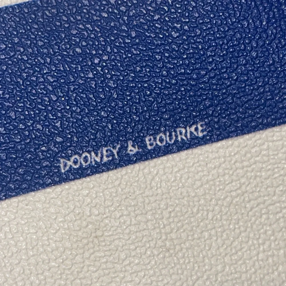 Dooney Bourke Bailey Navy White Chevron Fringe Tote Bag EUC Nautical Summer - Picture 14 of 14